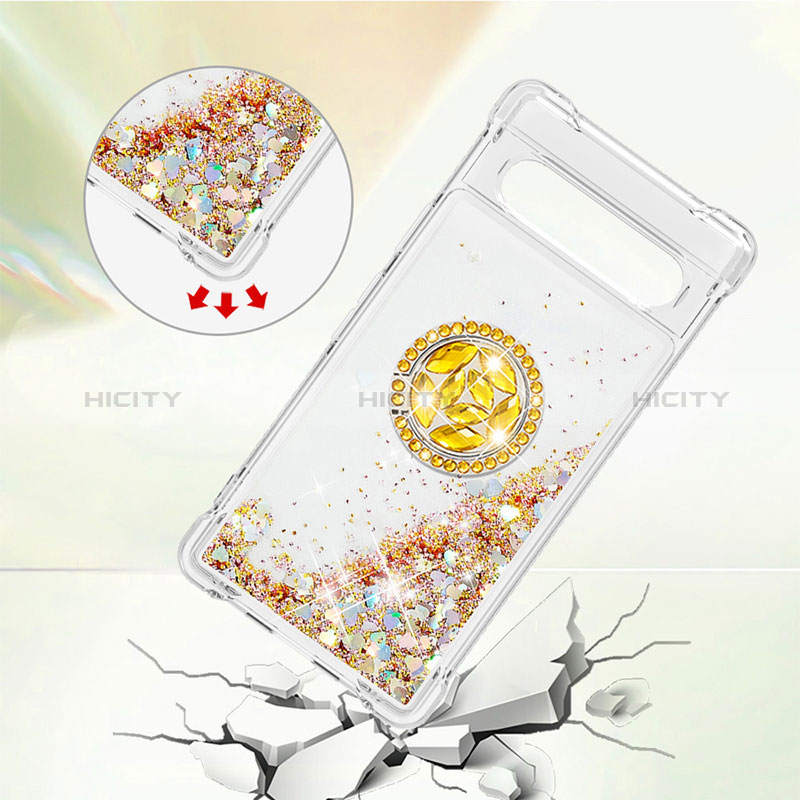 Coque Silicone Housse Etui Gel Bling-Bling avec Support Bague Anneau S03 pour Google Pixel 7a 5G Plus