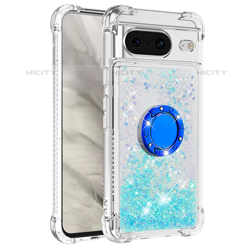 Coque Silicone Housse Etui Gel Bling-Bling avec Support Bague Anneau S03 pour Google Pixel 8 5G Plus