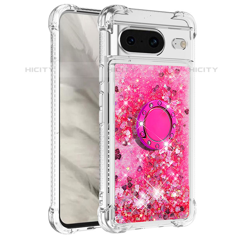 Coque Silicone Housse Etui Gel Bling-Bling avec Support Bague Anneau S03 pour Google Pixel 8 5G Plus