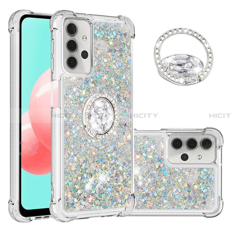 Coque Silicone Housse Etui Gel Bling-Bling avec Support Bague Anneau S03 pour Samsung Galaxy A32 5G Mixte Plus