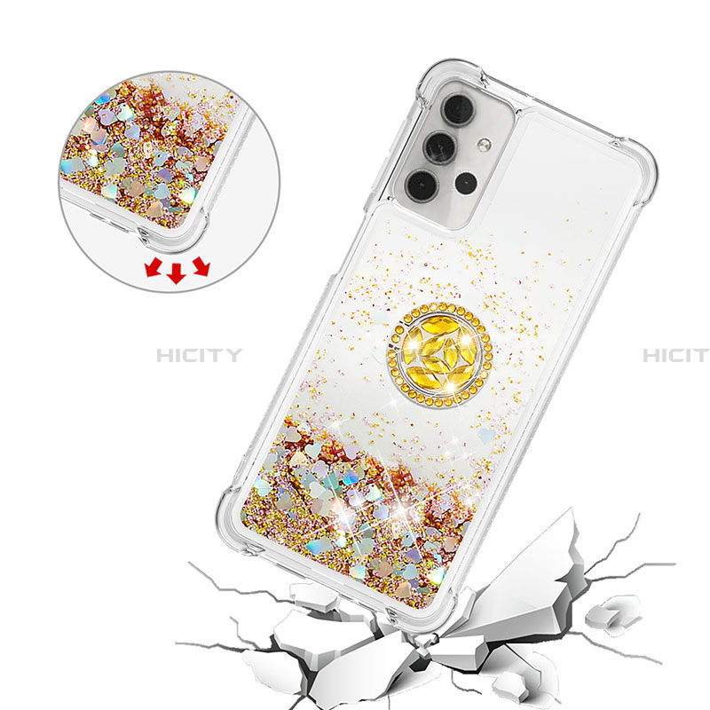 Coque Silicone Housse Etui Gel Bling-Bling avec Support Bague Anneau S03 pour Samsung Galaxy A32 5G Plus