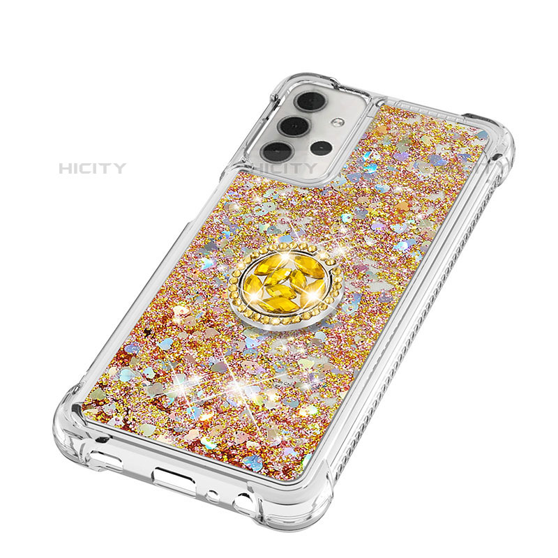 Coque Silicone Housse Etui Gel Bling-Bling avec Support Bague Anneau S03 pour Samsung Galaxy M32 5G Plus