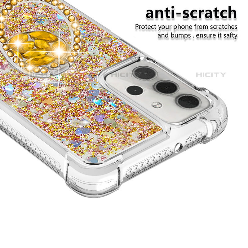 Coque Silicone Housse Etui Gel Bling-Bling avec Support Bague Anneau S03 pour Samsung Galaxy M32 5G Plus