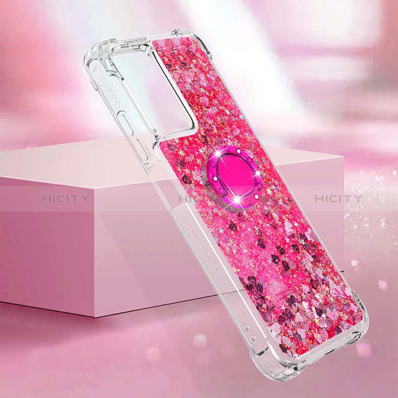 Coque Silicone Housse Etui Gel Bling-Bling avec Support Bague Anneau S03 pour Xiaomi Redmi 10 5G Plus