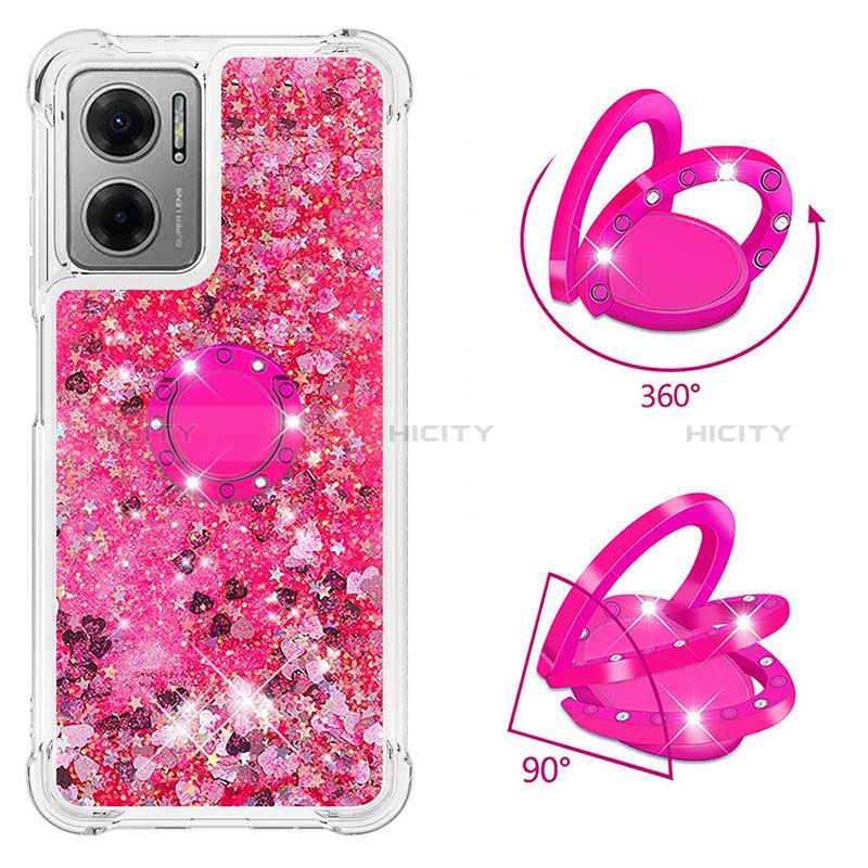 Coque Silicone Housse Etui Gel Bling-Bling avec Support Bague Anneau S03 pour Xiaomi Redmi 10 5G Plus