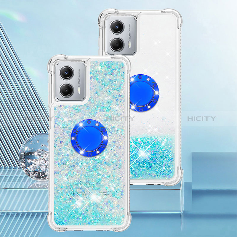 Coque Silicone Housse Etui Gel Bling-Bling avec Support Bague Anneau YB1 pour Motorola Moto G 5G (2023) Plus