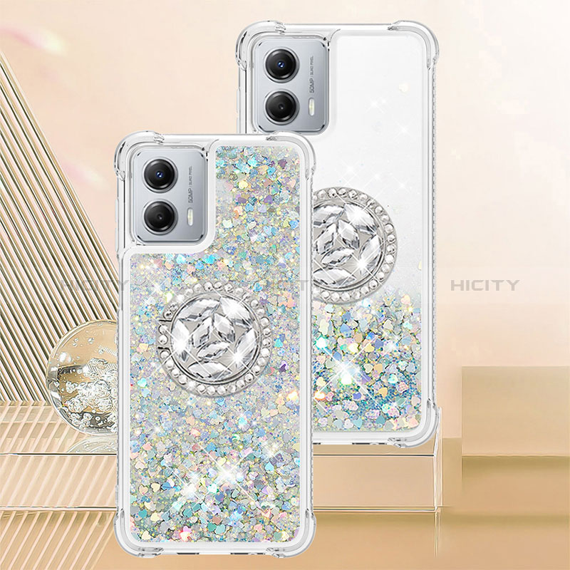 Coque Silicone Housse Etui Gel Bling-Bling avec Support Bague Anneau YB1 pour Motorola Moto G 5G (2023) Plus