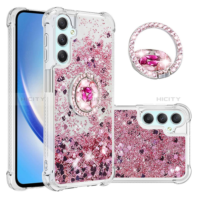 Coque Silicone Housse Etui Gel Bling-Bling avec Support Bague Anneau YB1 pour Samsung Galaxy A24 4G Plus