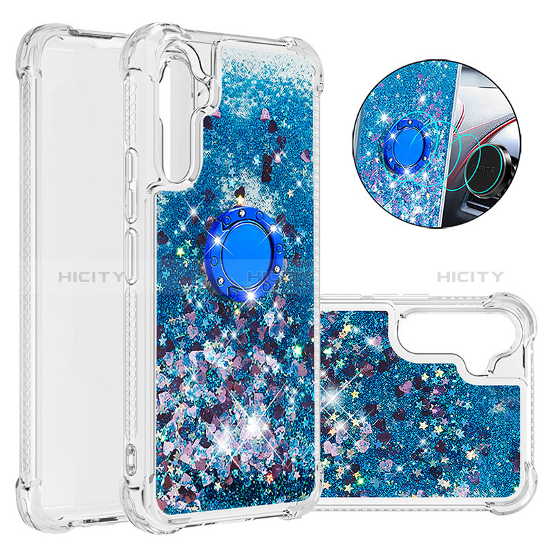 Coque Silicone Housse Etui Gel Bling-Bling avec Support Bague Anneau YB1 pour Samsung Galaxy A34 5G Plus