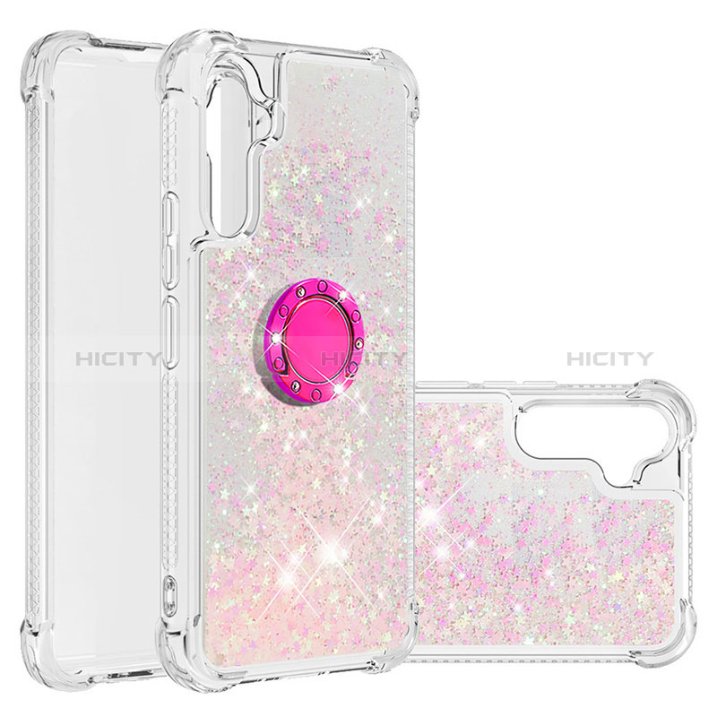 Coque Silicone Housse Etui Gel Bling-Bling avec Support Bague Anneau YB1 pour Samsung Galaxy A54 5G Rose Plus