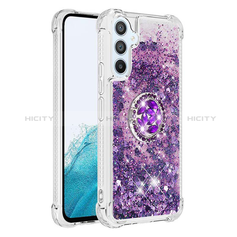 Coque Silicone Housse Etui Gel Bling-Bling avec Support Bague Anneau YB1 pour Samsung Galaxy Quantum4 5G Violet Plus