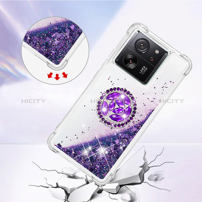 Coque Silicone Housse Etui Gel Bling-Bling avec Support Bague Anneau YB1 pour Xiaomi Mi 13T Pro 5G Plus