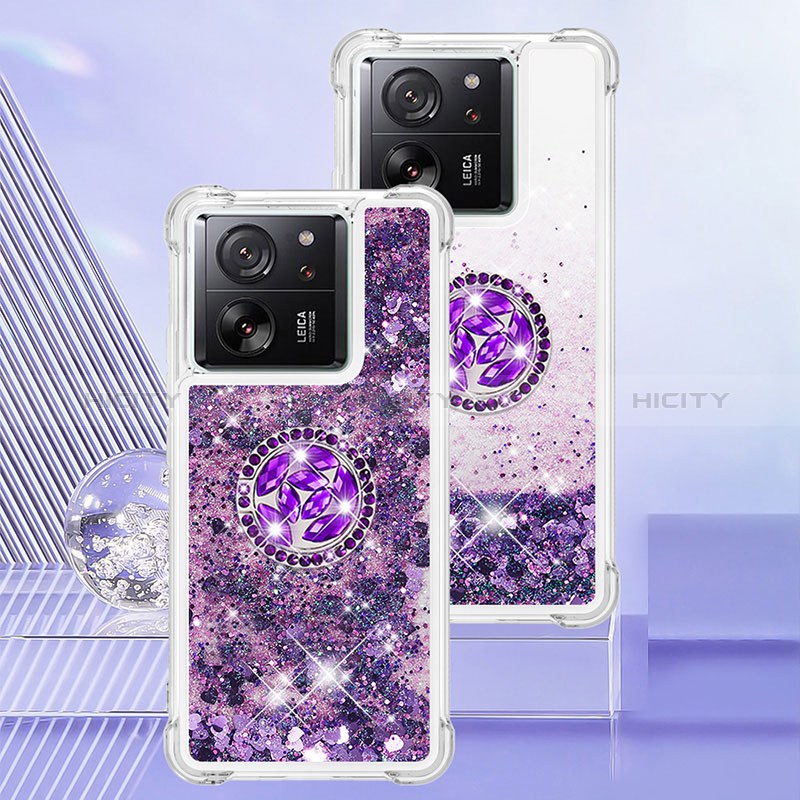 Coque Silicone Housse Etui Gel Bling-Bling avec Support Bague Anneau YB1 pour Xiaomi Mi 13T Pro 5G Plus