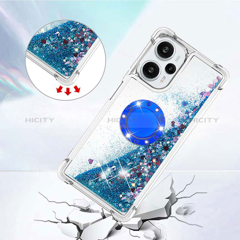 Coque Silicone Housse Etui Gel Bling-Bling avec Support Bague Anneau YB1 pour Xiaomi Poco F5 5G Plus