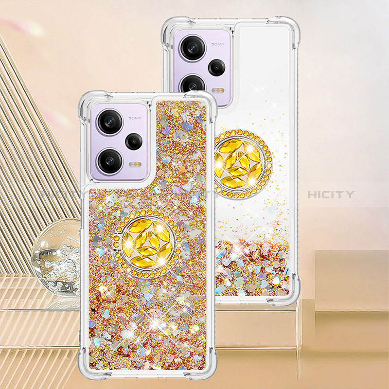 Coque Silicone Housse Etui Gel Bling-Bling avec Support Bague Anneau YB1 pour Xiaomi Redmi Note 12 Pro 5G Or Plus