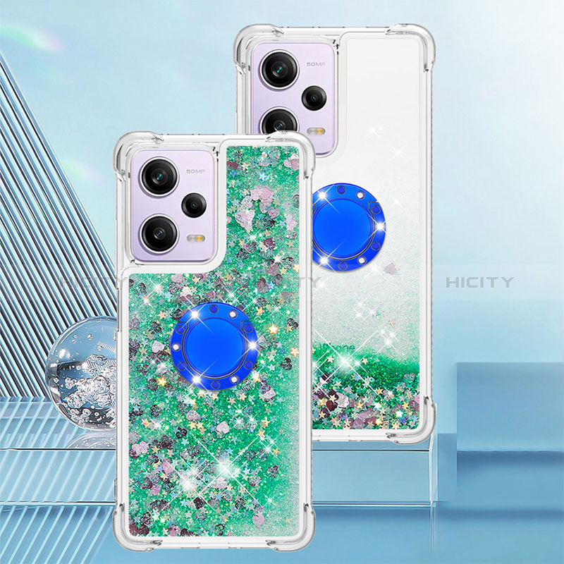 Coque Silicone Housse Etui Gel Bling-Bling avec Support Bague Anneau YB1 pour Xiaomi Redmi Note 12 Pro 5G Vert Plus