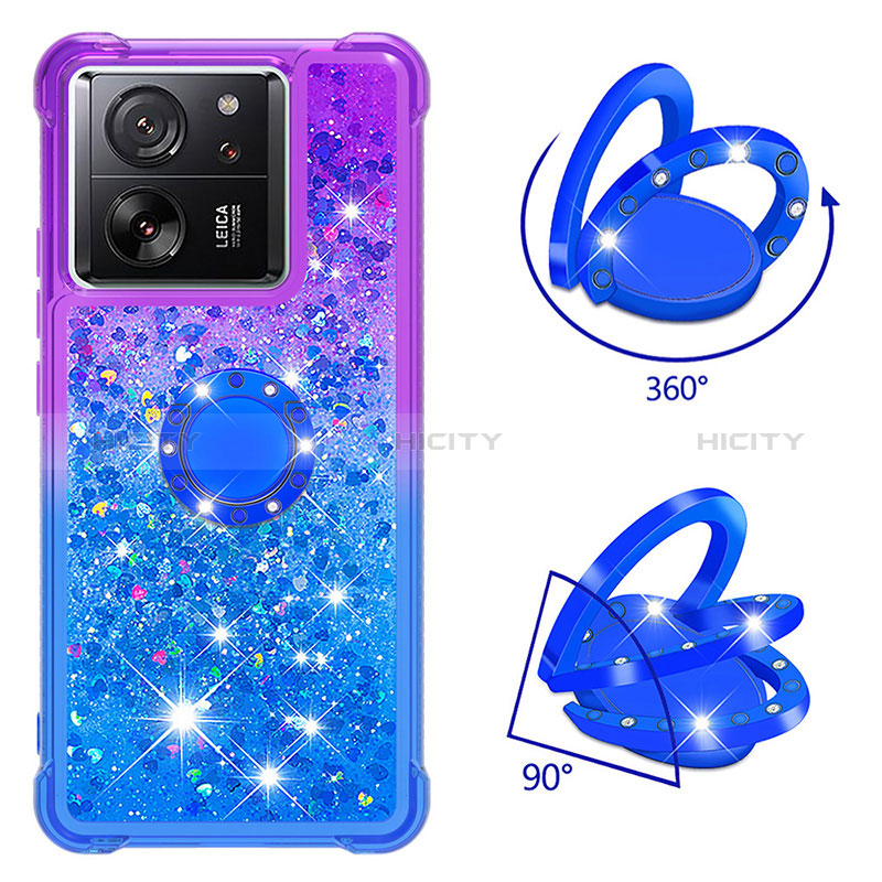 Coque Silicone Housse Etui Gel Bling-Bling avec Support Bague Anneau YB2 pour Xiaomi Mi 13T Pro 5G Plus