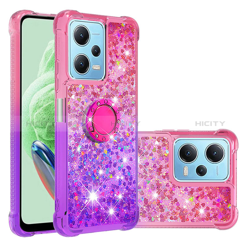 Coque Silicone Housse Etui Gel Bling-Bling avec Support Bague Anneau YB2 pour Xiaomi Poco X5 5G Plus