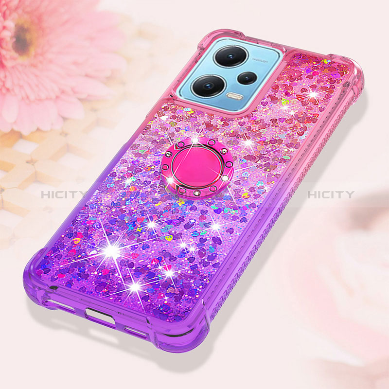 Coque Silicone Housse Etui Gel Bling-Bling avec Support Bague Anneau YB2 pour Xiaomi Poco X5 5G Plus