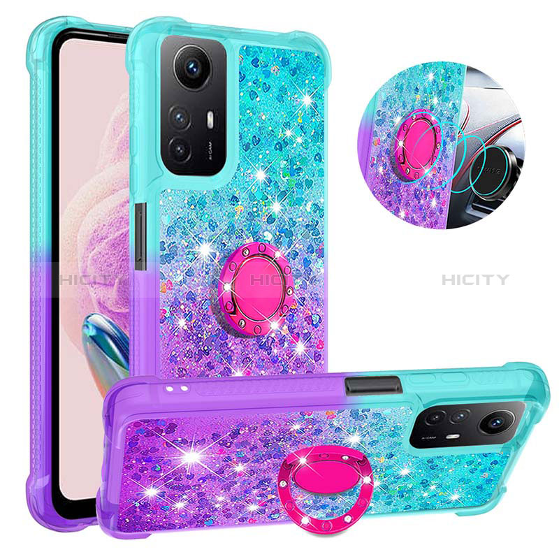 Coque Silicone Housse Etui Gel Bling-Bling avec Support Bague Anneau YB2 pour Xiaomi Redmi Note 12S Plus