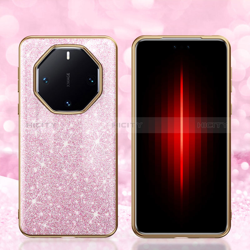 Coque Silicone Housse Etui Gel Bling-Bling GS1 pour Huawei Mate 60 RS Ultimate Or Rose Plus