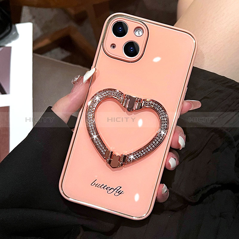 Coque Silicone Housse Etui Gel Bling-Bling JL1 pour Apple iPhone 14 Plus Or Rose Plus