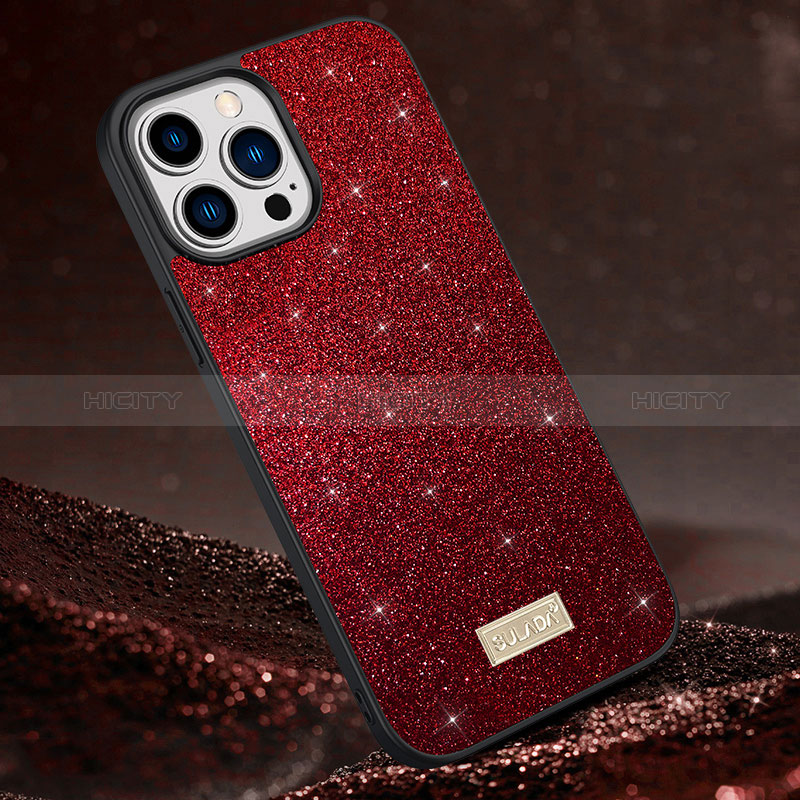 Coque Silicone Housse Etui Gel Bling-Bling LD1 pour Apple iPhone 13 Pro Rouge Plus