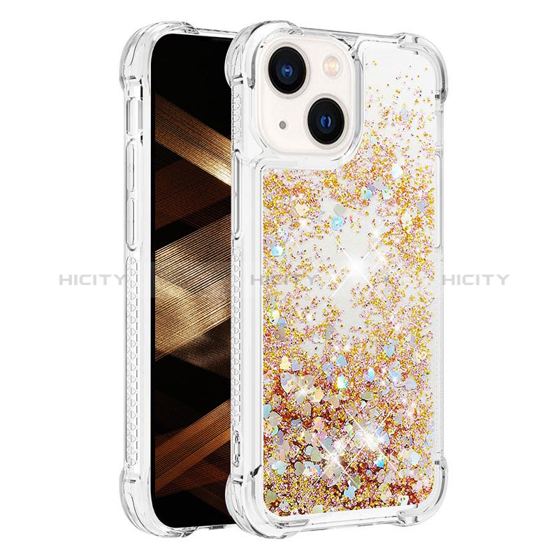 Coque Silicone Housse Etui Gel Bling-Bling S01 pour Apple iPhone 13 Or Plus