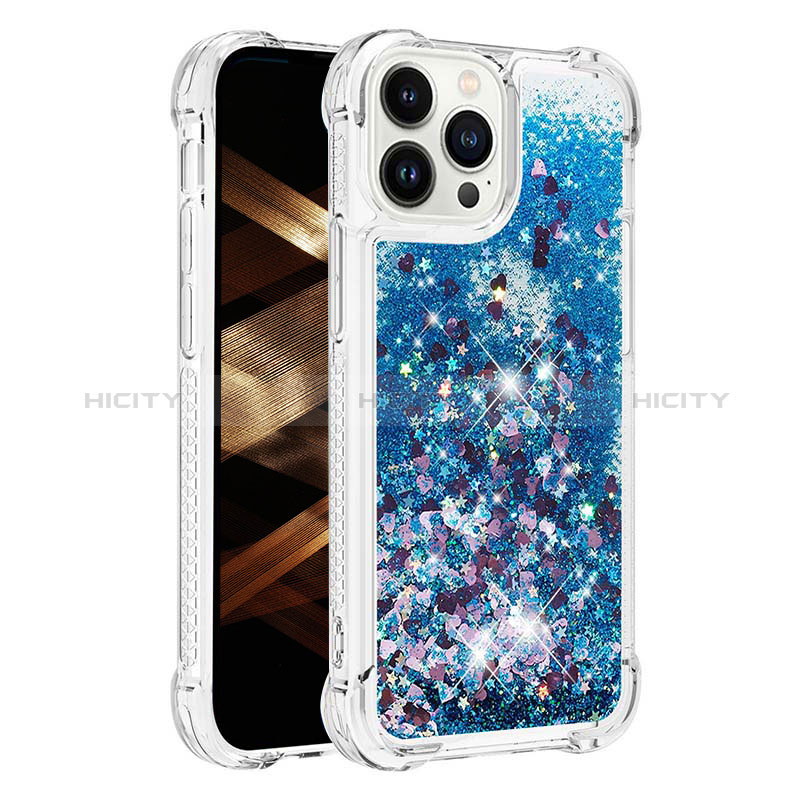 Coque Silicone Housse Etui Gel Bling-Bling S01 pour Apple iPhone 13 Pro Max Bleu Plus