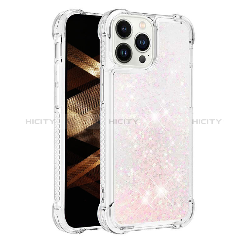 Coque Silicone Housse Etui Gel Bling-Bling S01 pour Apple iPhone 13 Pro Max Rose Plus