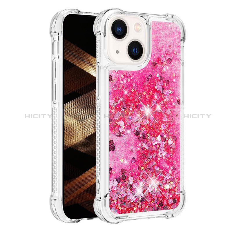 Coque Silicone Housse Etui Gel Bling-Bling S01 pour Apple iPhone 13 Rose Rouge Plus