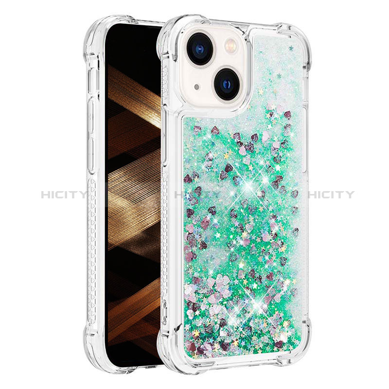 Coque Silicone Housse Etui Gel Bling-Bling S01 pour Apple iPhone 13 Vert Plus