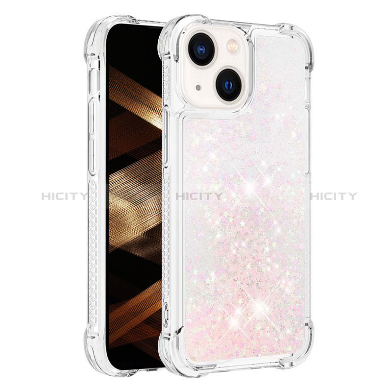 Coque Silicone Housse Etui Gel Bling-Bling S01 pour Apple iPhone 15 Rose Plus