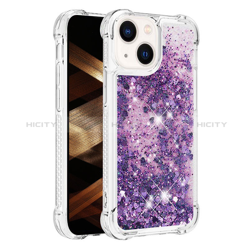 Coque Silicone Housse Etui Gel Bling-Bling S01 pour Apple iPhone 15 Violet Plus