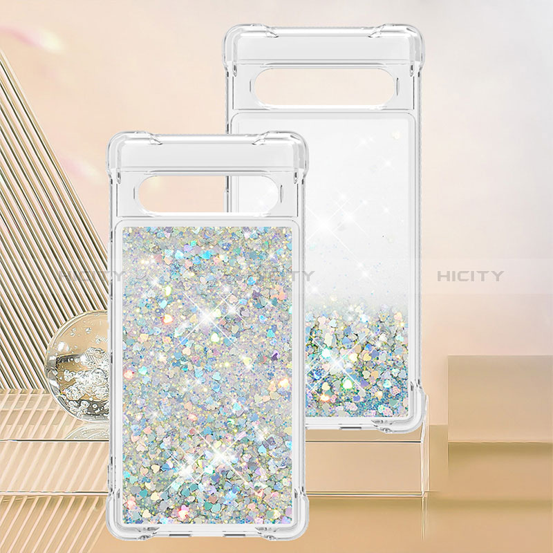 Coque Silicone Housse Etui Gel Bling-Bling S01 pour Google Pixel 7a 5G Blanc Plus