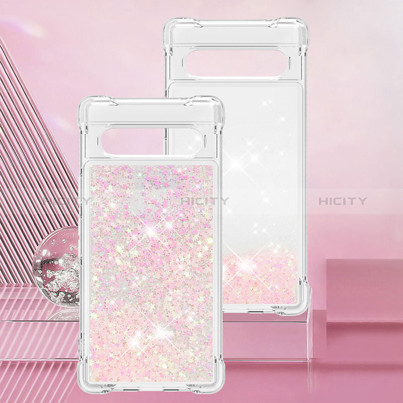 Coque Silicone Housse Etui Gel Bling-Bling S01 pour Google Pixel 7a 5G Rose Plus