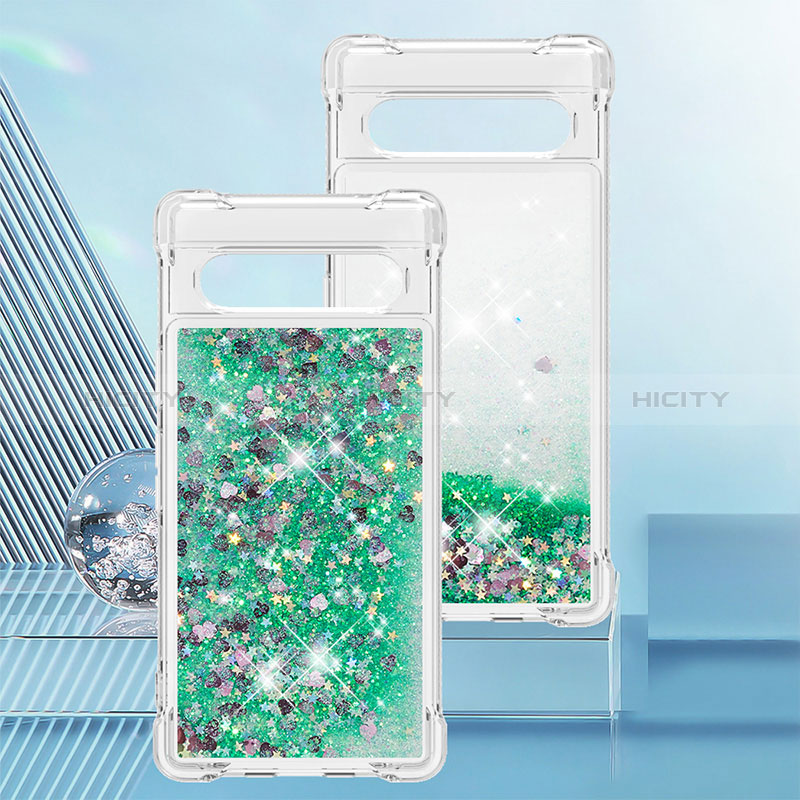 Coque Silicone Housse Etui Gel Bling-Bling S01 pour Google Pixel 7a 5G Vert Plus