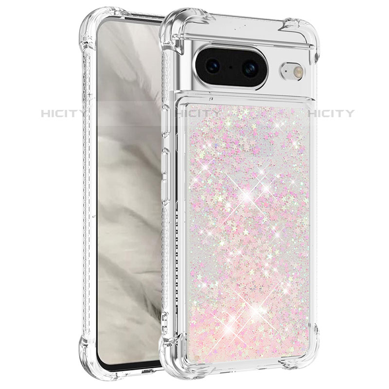 Coque Silicone Housse Etui Gel Bling-Bling S01 pour Google Pixel 8 5G Rose Plus