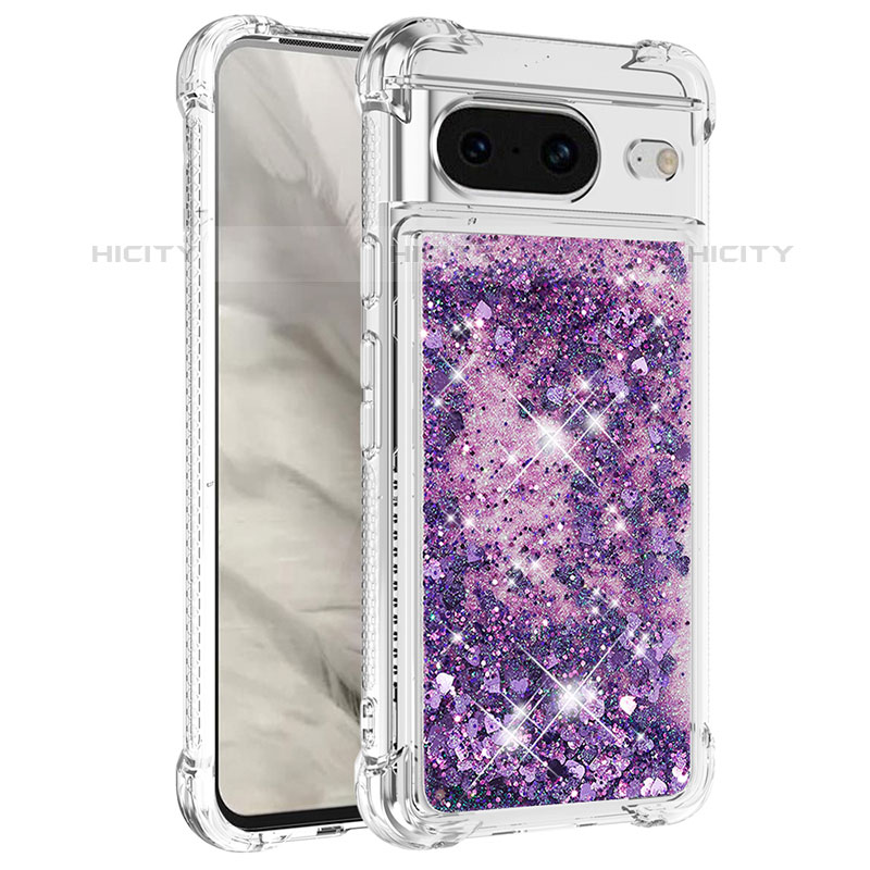 Coque Silicone Housse Etui Gel Bling-Bling S01 pour Google Pixel 8 5G Violet Plus