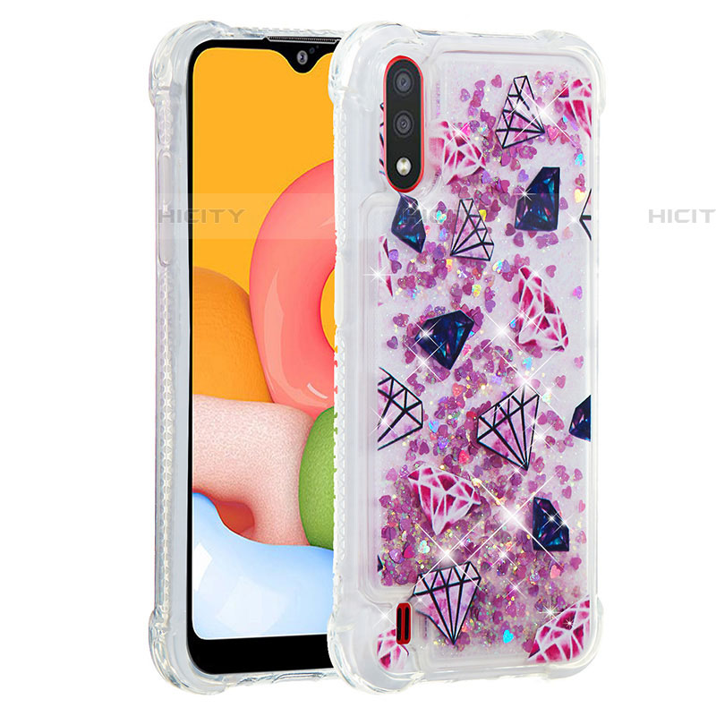 Coque Silicone Housse Etui Gel Bling-Bling S01 pour Samsung Galaxy A01 SM-A015 Violet Clair Plus