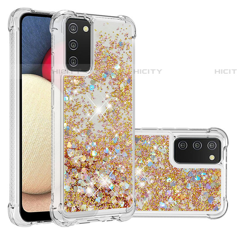 Coque Silicone Housse Etui Gel Bling-Bling S01 pour Samsung Galaxy A03s Or Plus