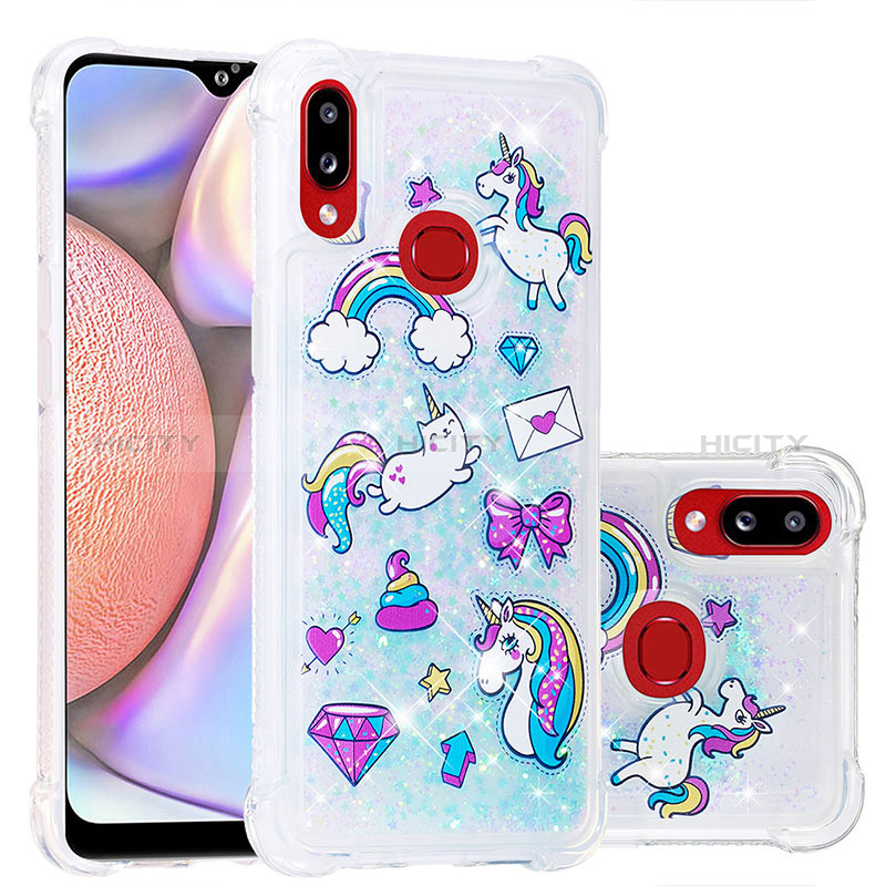 Coque Silicone Housse Etui Gel Bling-Bling S01 pour Samsung Galaxy A10s Bleu Ciel Plus