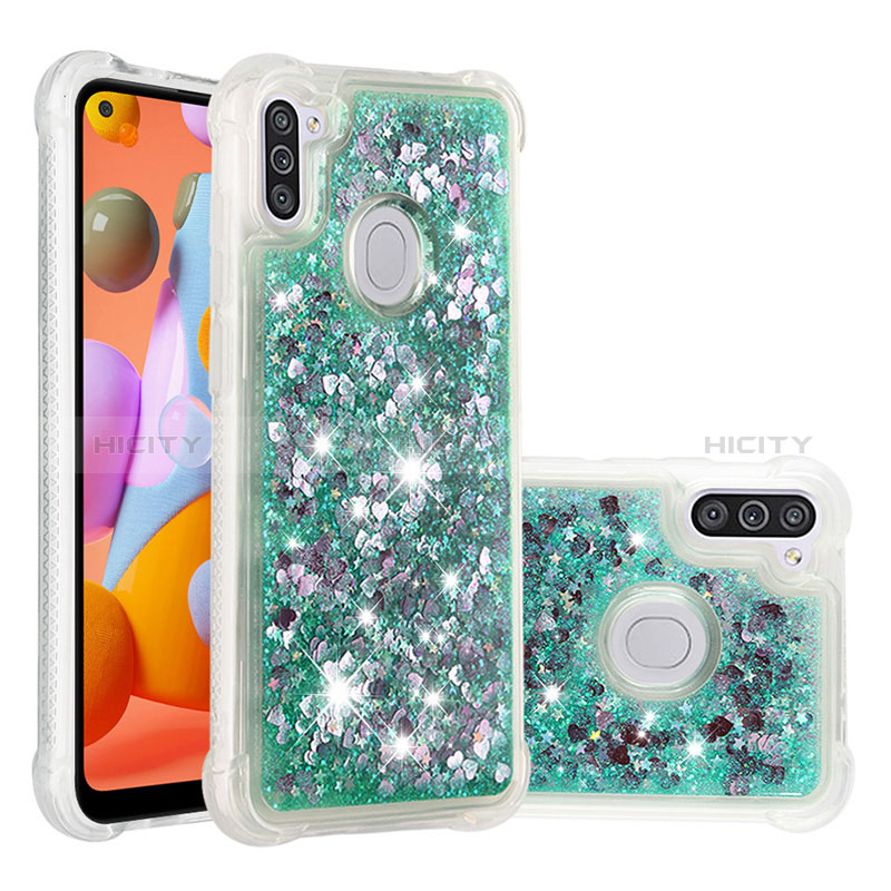 Coque Silicone Housse Etui Gel Bling-Bling S01 pour Samsung Galaxy A11 Vert Plus