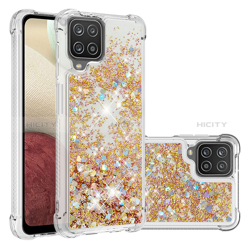 Coque Silicone Housse Etui Gel Bling-Bling S01 pour Samsung Galaxy A12 5G Or Plus