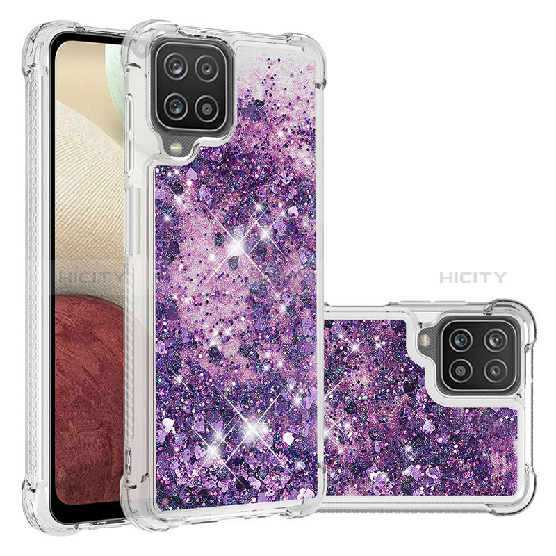 Coque Silicone Housse Etui Gel Bling-Bling S01 pour Samsung Galaxy A12 Violet Plus