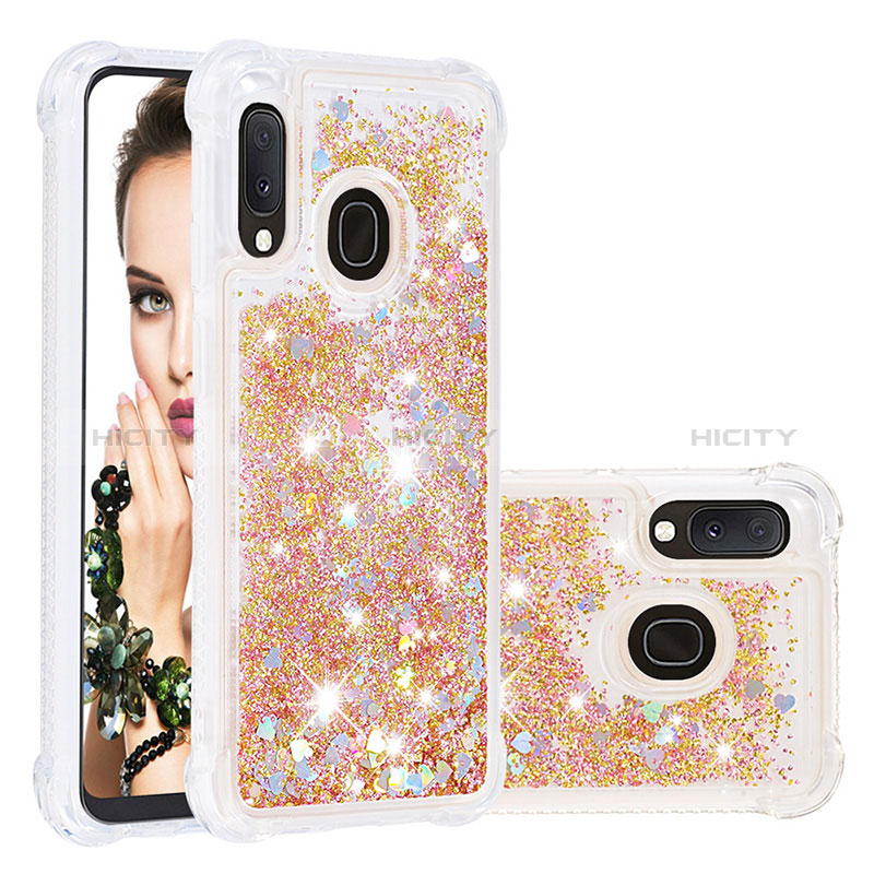 Coque Silicone Housse Etui Gel Bling-Bling S01 pour Samsung Galaxy A20e Or Plus