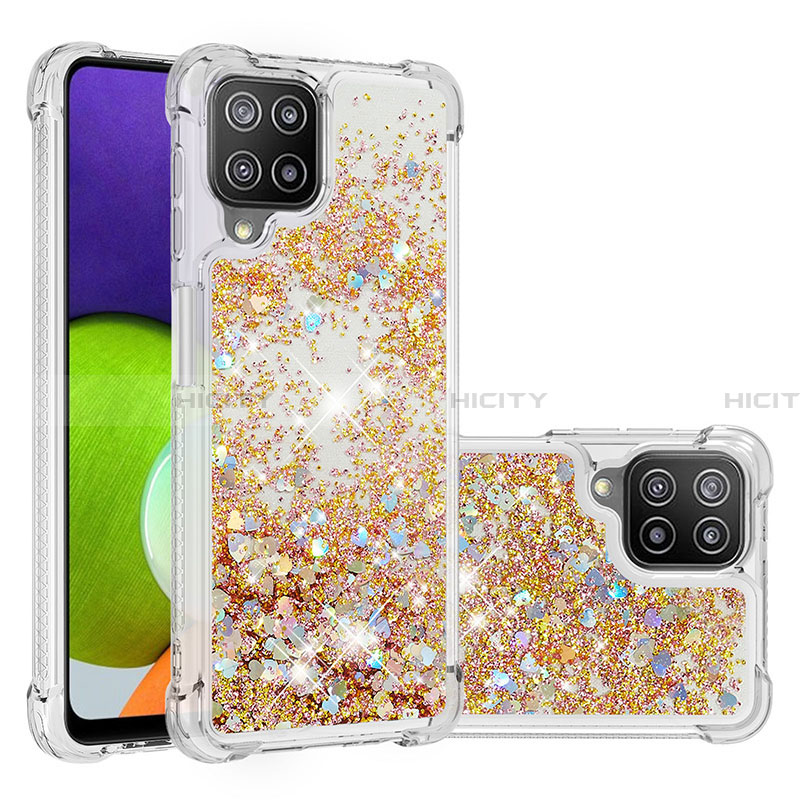 Coque Silicone Housse Etui Gel Bling-Bling S01 pour Samsung Galaxy A22 4G Or Plus