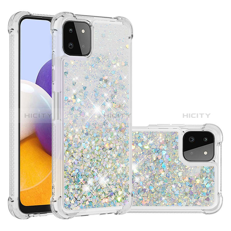 Coque Silicone Housse Etui Gel Bling-Bling S01 pour Samsung Galaxy A22s 5G Argent Plus