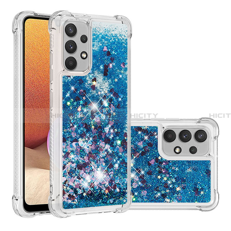 Coque Silicone Housse Etui Gel Bling-Bling S01 pour Samsung Galaxy A32 5G Bleu Plus