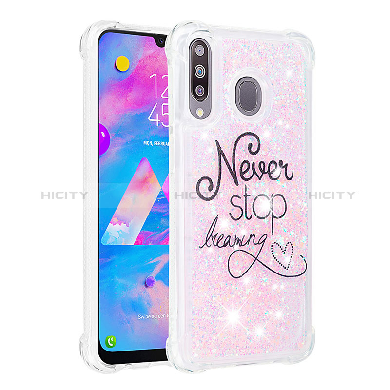 Coque Silicone Housse Etui Gel Bling-Bling S01 pour Samsung Galaxy A40s Rose Plus